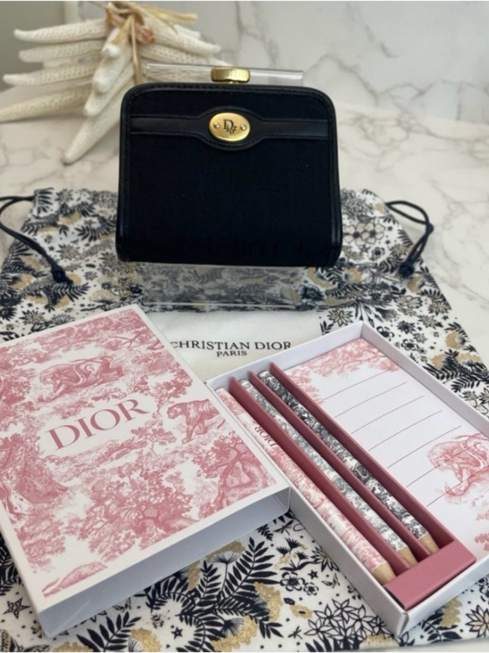 Vintage Christian Dior Black Trotter Monogram Coin Purse Bundle